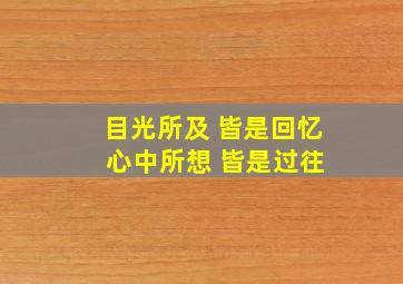 目光所及 皆是回忆 心中所想 皆是过往